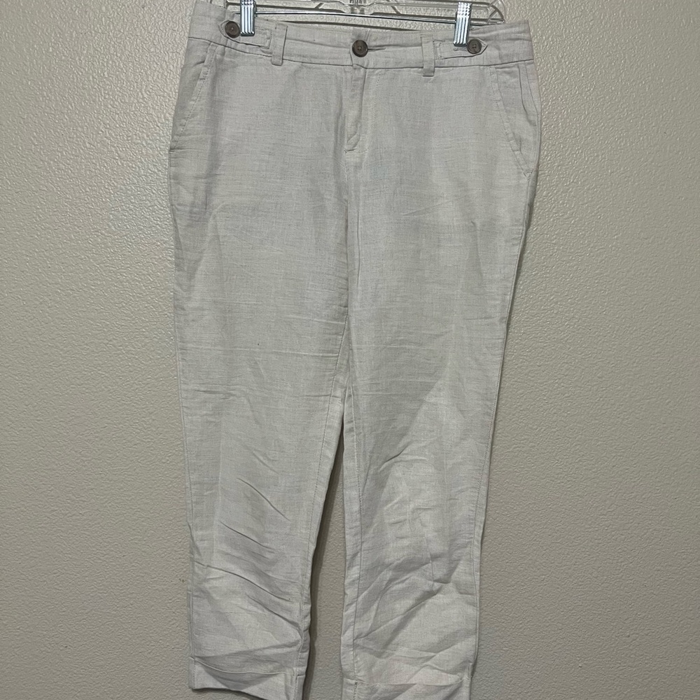 Banana Republic Women's Cream Linen-Blend Capris